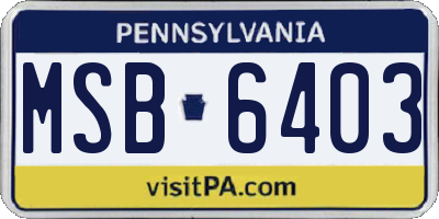 PA license plate MSB6403