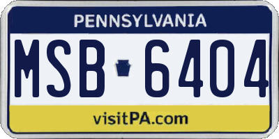 PA license plate MSB6404