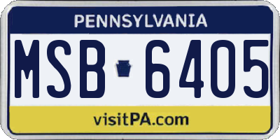 PA license plate MSB6405