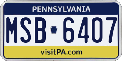 PA license plate MSB6407
