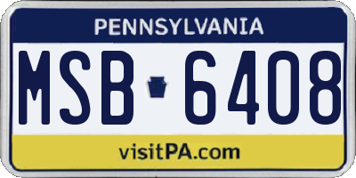 PA license plate MSB6408