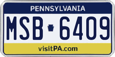PA license plate MSB6409