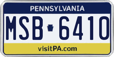 PA license plate MSB6410