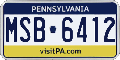 PA license plate MSB6412