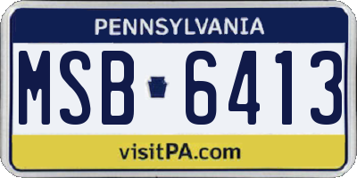 PA license plate MSB6413