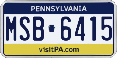 PA license plate MSB6415