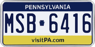 PA license plate MSB6416
