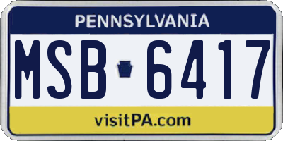 PA license plate MSB6417