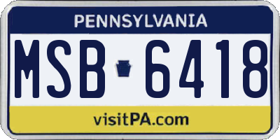 PA license plate MSB6418