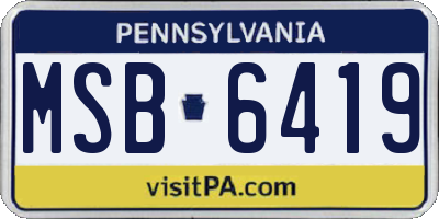 PA license plate MSB6419