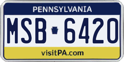 PA license plate MSB6420