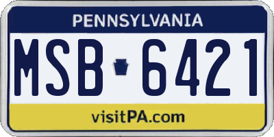 PA license plate MSB6421