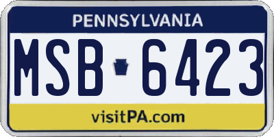 PA license plate MSB6423