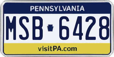 PA license plate MSB6428