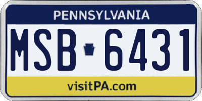 PA license plate MSB6431