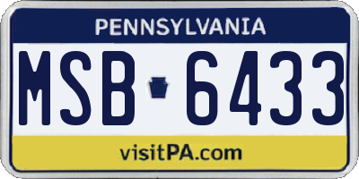 PA license plate MSB6433