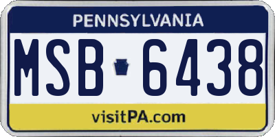 PA license plate MSB6438