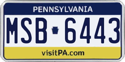 PA license plate MSB6443