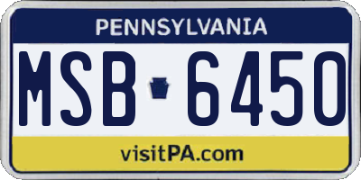 PA license plate MSB6450
