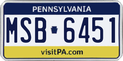PA license plate MSB6451