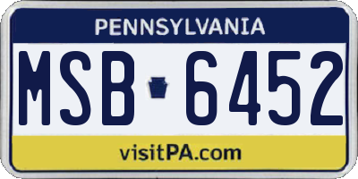 PA license plate MSB6452
