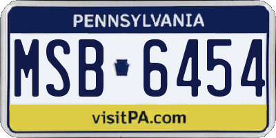 PA license plate MSB6454