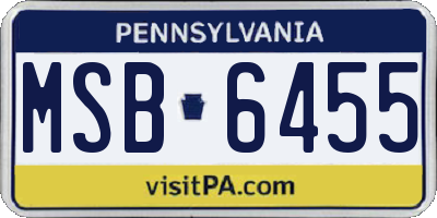 PA license plate MSB6455
