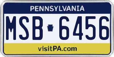 PA license plate MSB6456