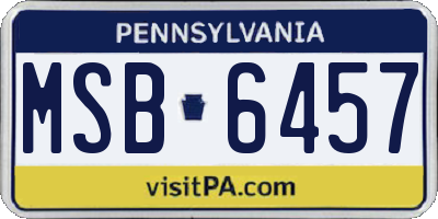 PA license plate MSB6457