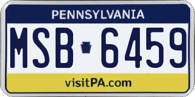 PA license plate MSB6459