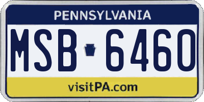PA license plate MSB6460