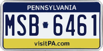 PA license plate MSB6461