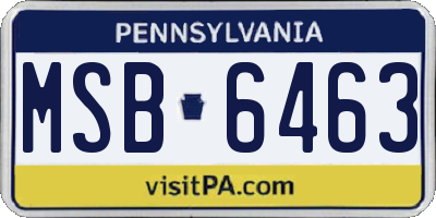 PA license plate MSB6463