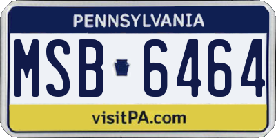 PA license plate MSB6464