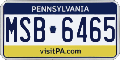PA license plate MSB6465