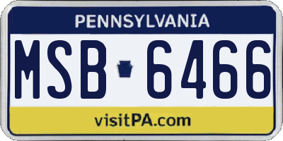 PA license plate MSB6466