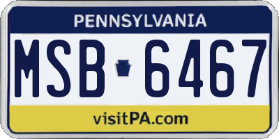 PA license plate MSB6467
