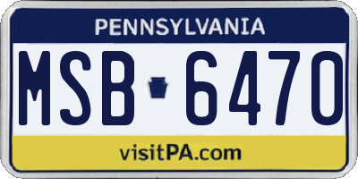 PA license plate MSB6470