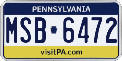 PA license plate MSB6472