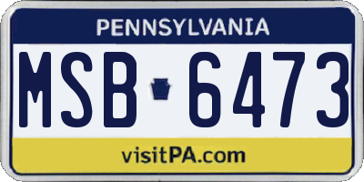 PA license plate MSB6473