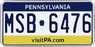 PA license plate MSB6476