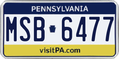 PA license plate MSB6477