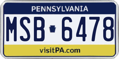 PA license plate MSB6478