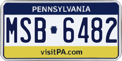 PA license plate MSB6482