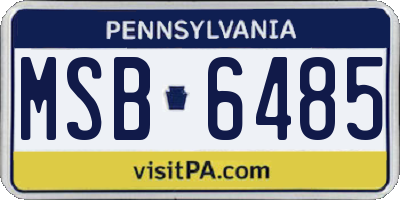 PA license plate MSB6485