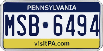 PA license plate MSB6494
