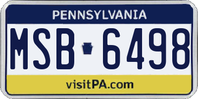 PA license plate MSB6498