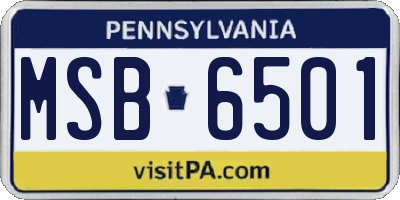PA license plate MSB6501