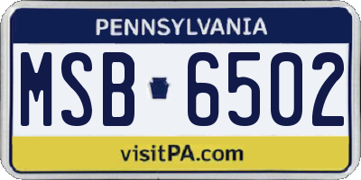 PA license plate MSB6502