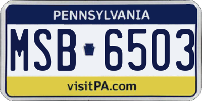 PA license plate MSB6503